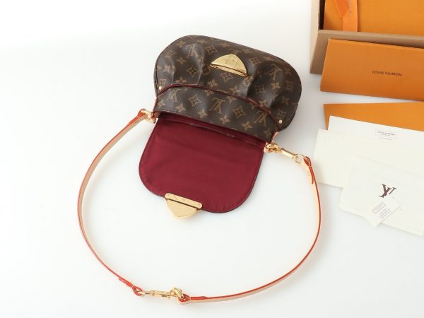 Sunset Handbag. Authentic quality luxury bag crafted in genuine leather comes with authenticity card, dust bag and gift bag. Timeless Elegance, Effortless Versatility. Lovers of the iconic Sunset handbag will be enchanted by this new edition in timeless Monogram coated canvas. Its vintage-inspired silhouette is elegantly accented with smooth leather and refined gold-toned hardware, including a signature tuck lock. Designed for versatility, it can be worn cross-body with the additional leather strap, styled over the shoulder, or carried gracefully by hand. Spacious enough to hold daily essentials, including a long wallet, this piece seamlessly blends classic charm with modern practicality.