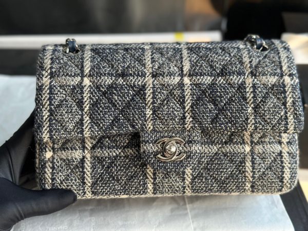 CHANEL Classic Tweed Flap Bag. Original Quality Bag including gift box, care book, dust bag, authenticity card.  These new bright and colorful bags are literally heart-melting. The woven chain, diamond quilting patters are the center of this collection.  Then we have the seasonal bags that look like the Classic Flap Bags but they features colorful cotton tweed for more brightness. These are the must-have seasonal bags.