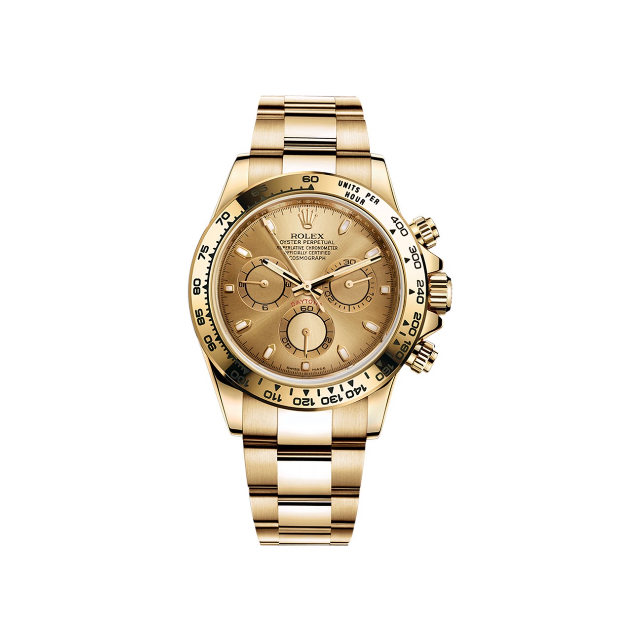 ROLEX Oyster Perpetual Cosmograph Daytona. Best quality watch including gift box, literature, dust bag, authenticity card. Water-resistant. Japanese movement. The Oyster Perpetual Cosmograph Daytona is the ultimate tool watch for those with a passion for driving and speed. Introduced in 1963, the Cosmograph Daytona was designed to meet the demands of professional racing drivers. It is an icon forever joined in name and function to the high-performance world of motorsport. More than 50 years after its creation, the Cosmograph Daytona remains in a class of its own among sport chronographs and continues to transcend time.