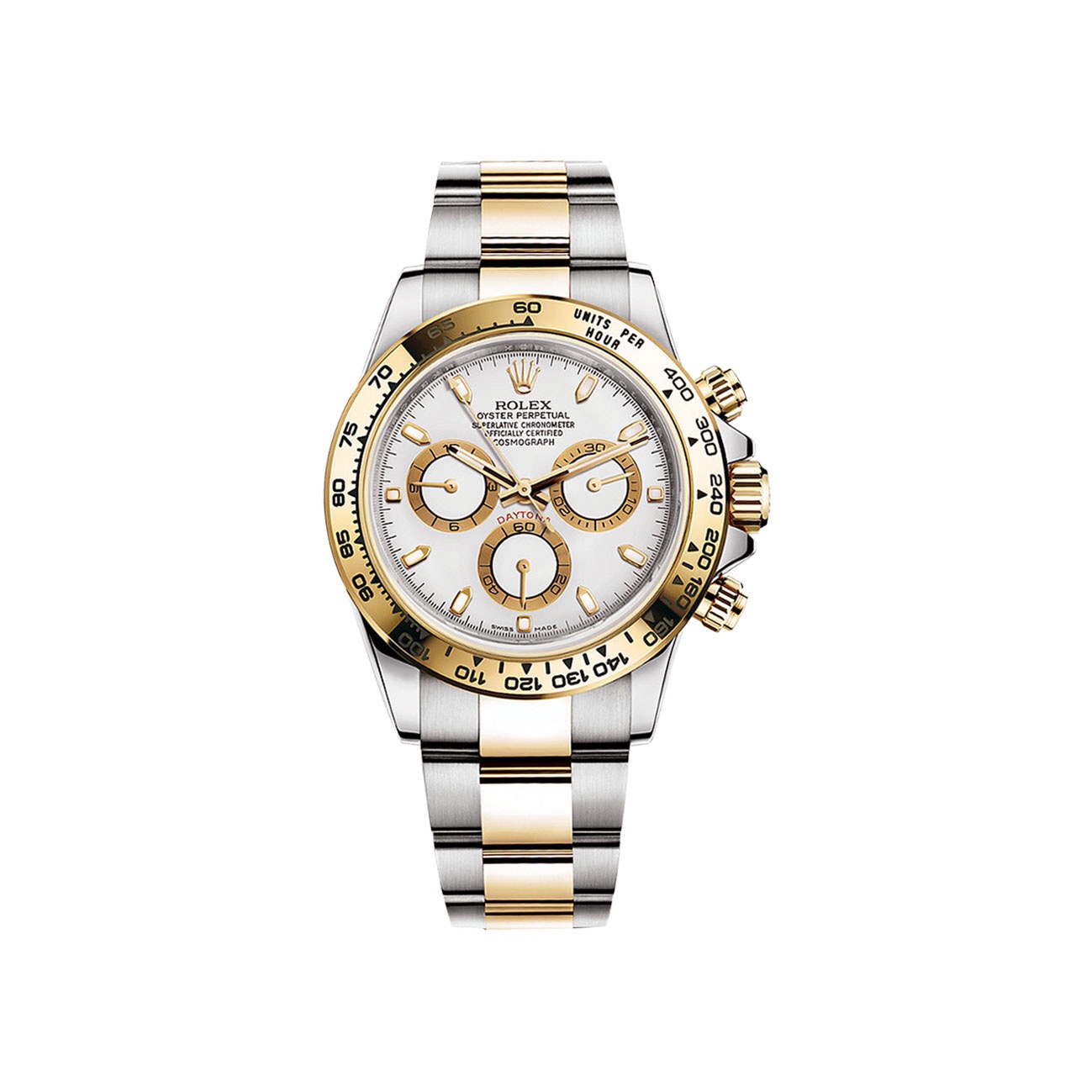 ROLEX Oyster Perpetual Cosmograph Daytona. Best quality watch including gift box, literature, dust bag, authenticity card. Water-resistant. Japanese movement. The Oyster Perpetual Cosmograph Daytona is the ultimate tool watch for those with a passion for driving and speed. Introduced in 1963, the Cosmograph Daytona was designed to meet the demands of professional racing drivers. It is an icon forever joined in name and function to the high-performance world of motorsport. More than 50 years after its creation, the Cosmograph Daytona remains in a class of its own among sport chronographs and continues to transcend time.