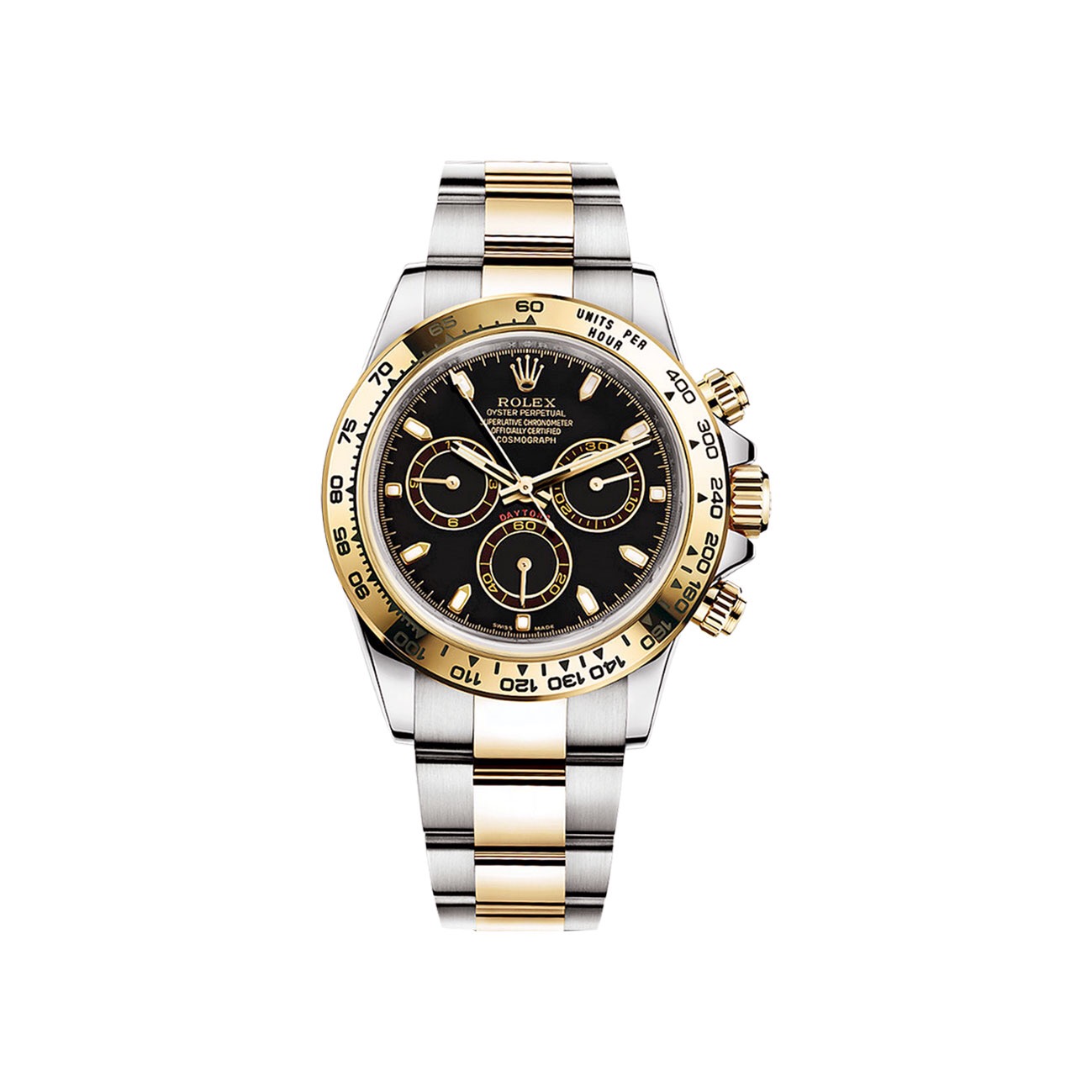 ROLEX Oyster Perpetual Cosmograph Daytona. Best quality watch including gift box, literature, dust bag, authenticity card. Water-resistant. Japanese movement. The Oyster Perpetual Cosmograph Daytona is the ultimate tool watch for those with a passion for driving and speed. Introduced in 1963, the Cosmograph Daytona was designed to meet the demands of professional racing drivers. It is an icon forever joined in name and function to the high-performance world of motorsport. More than 50 years after its creation, the Cosmograph Daytona remains in a class of its own among sport chronographs and continues to transcend time.