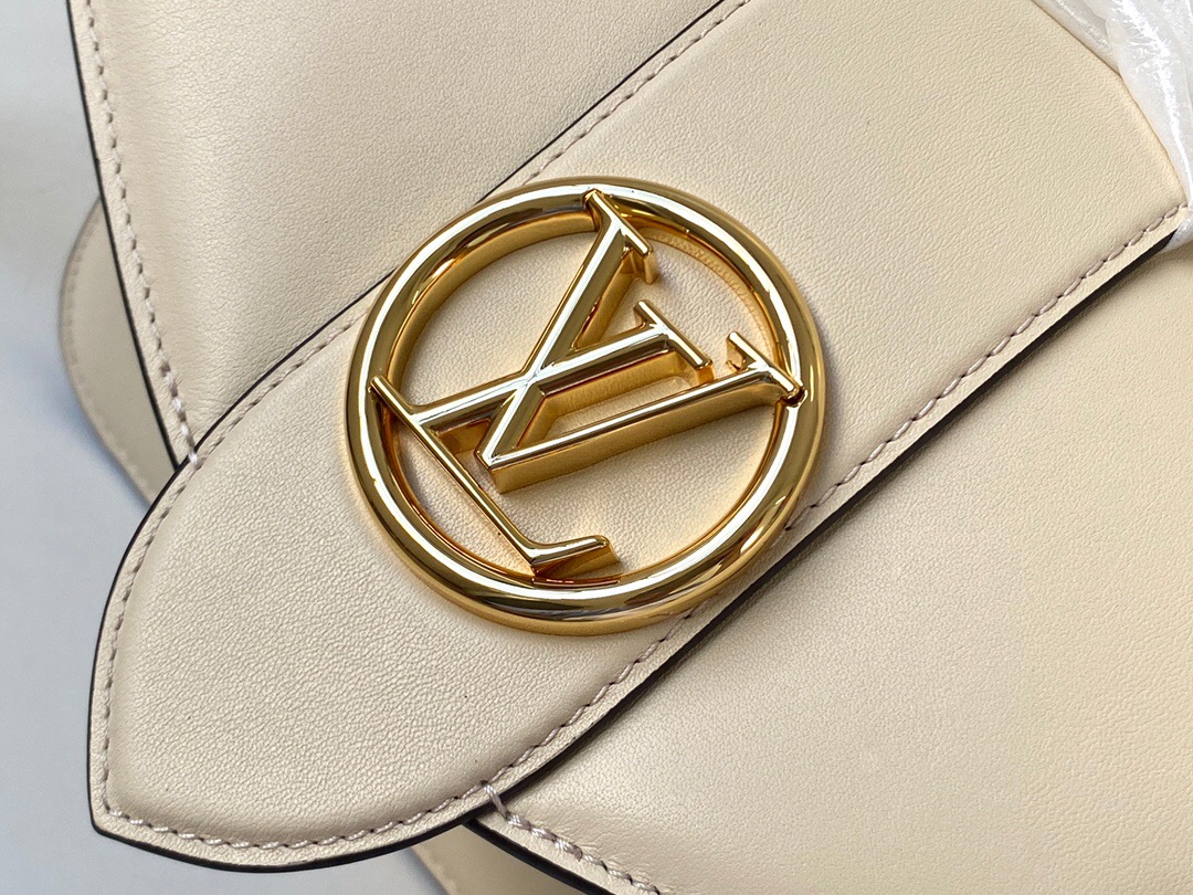 LOUIS VUITTON Pont 9. Original Quality Bag including gift box, literature, dust bag, authenticity card. The structured yet curved lines of the LV Pont 9 handbag are fashioned from smooth leather. The LV Circle, a classic House signature reinterpreted by Nicolas Ghesquière, adorns the bag’s flap and the adjustable strap’s buckle. Hidden features such as a colored leather lining and Monogram Flower magnetic closure on the flap’s underside bring subtle sophistication.