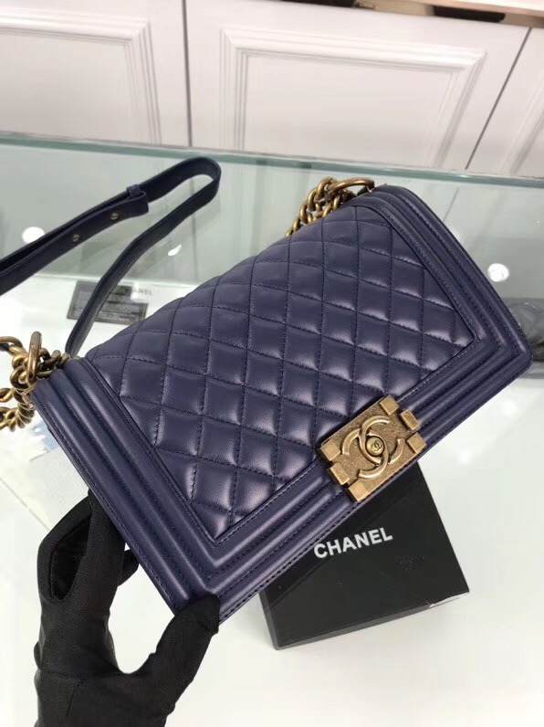 CHANEL 'Boy' Diamond Quilted Leather Flap Bag. Original Quality Bag including gift box, care book, dust bag, authenticity card. Created by Karl Lagerfeld, the iconic design owes its name to Gabrielle Chanel's first love, Boy Capel. This Chanel Boy Flap Bag Quilted is every woman's dream. Crafted from calfskin leather, the bag features Chanel's signature diamond quilting, chunky chain link strap with leather shoulder pad, and metal-tone hardware accents. Its CC Boy logo closure opens to a fabric-lined interior with slip pocket perfect for daily essentials. A sought-after, luxurious accessory.