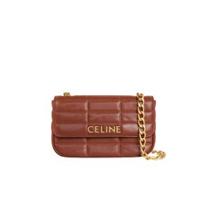 CELINE Matelasse Monochrome Chain Shoulder Bag. Original Quality Bag including gift box, care book, dust bag, authenticity card. This shoulder bag is enwrapped with a fresh graphic goatskin quilting and metal lettering in the monochrome Celine logo, adorned with an oversized chain strap, allowing the bag to be worn cross-body depending on the desires of the wearer.
