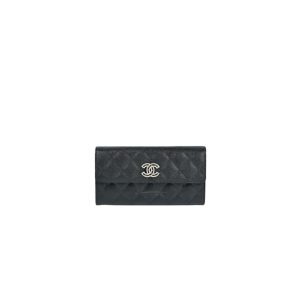 CHANEL CC Logo Flap Wallet. Original Quality Wallet including gift box, care book, dust bag, authenticity card. This latest wallet from CHANEL is crafted in luxurious quilted grained calfskin with a stylish Chanel CC logo. The wallet opens to a leather interior with card slots and a zippered compartment.