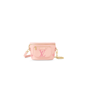 LOUIS VUITTON Mini Bumbag. High-End Quality Bag including gift box, care book, dust bag, authenticity card. Part of Louis Vuitton's Gradient Collection, the Mini Bumbag is an elegant take on the on-trend bag format. Crafted from Monogram Empreinte leather with a stunning printed gradation of colors, this bag will make a stylish addition to your accessory wardrobe. It features a zipped main compartment with a front pocket adorned with a Louis Vuitton leather tag as well as adjustable, removable straps that you can use for either cross-body or shoulder wear. This Mini Bumbag also comes with a stylish, gold-tone chain making it the perfect accessory for any summer occasion.