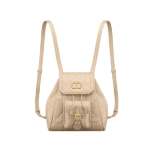 Small Caro Backpack. Authentic quality luxury bag crafted in genuine leather comes with authenticity card, dust bag and gift bag. Elegance Meets Effortless Edge. Elevate your everyday with the Small Caro Backpack — a flawless blend of modern femininity and iconic House craftsmanship. Luxuriously crafted in lambskin, its supple silhouette is enhanced by bold Macrocannage topstitching that whispers timeless *ior style. The antique gold-finish ‘CD’ clasp opens to a drawstring main compartment, perfectly balancing beauty and practicality. A discreet flap pocket keeps your daily essentials close at hand, while the top handle and adjustable leather straps offer versatile, all-day comfort. Whether slung over your shoulder or carried by hand, this petite powerhouse delivers Parisian polish in every step.